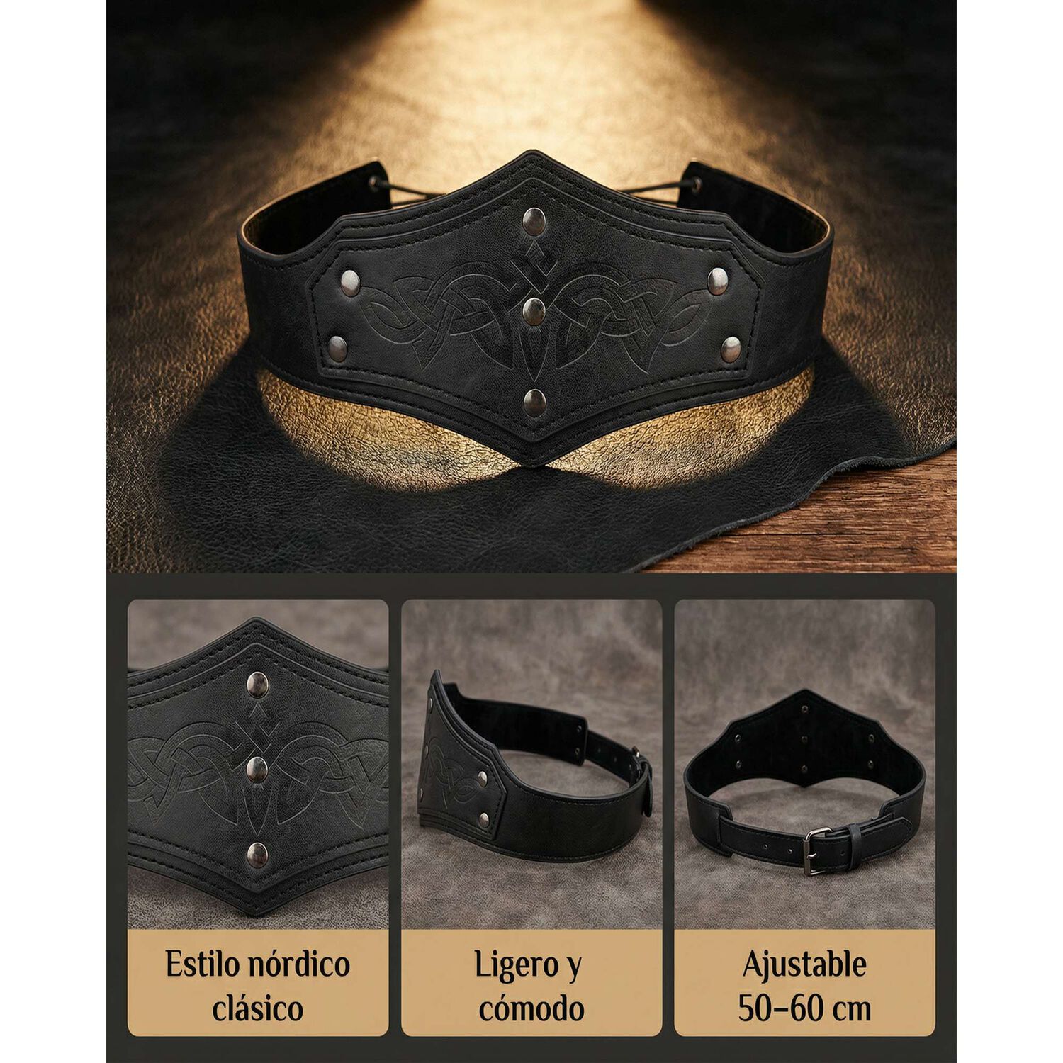 Tiara Vikinga Medieval Celtas En Relieve Ajustable image number 15.0