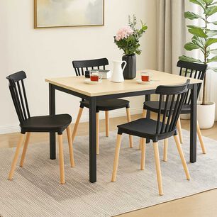 Juego De Comedor New York + 4 Sillas Windsor Negras