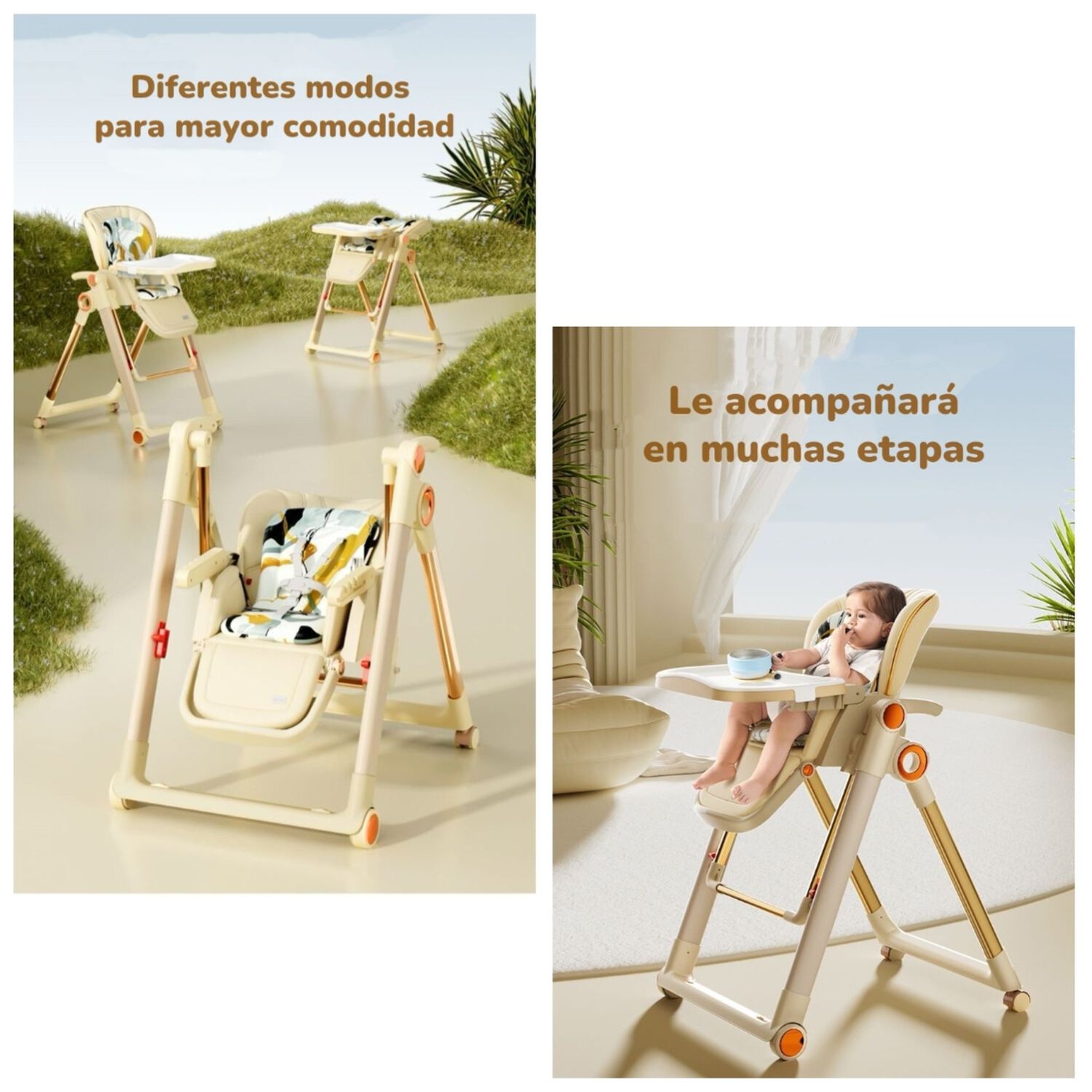 Silla De Comer Columpio 2 En 1 Con Protector Crema Lubabycas image number 2.0