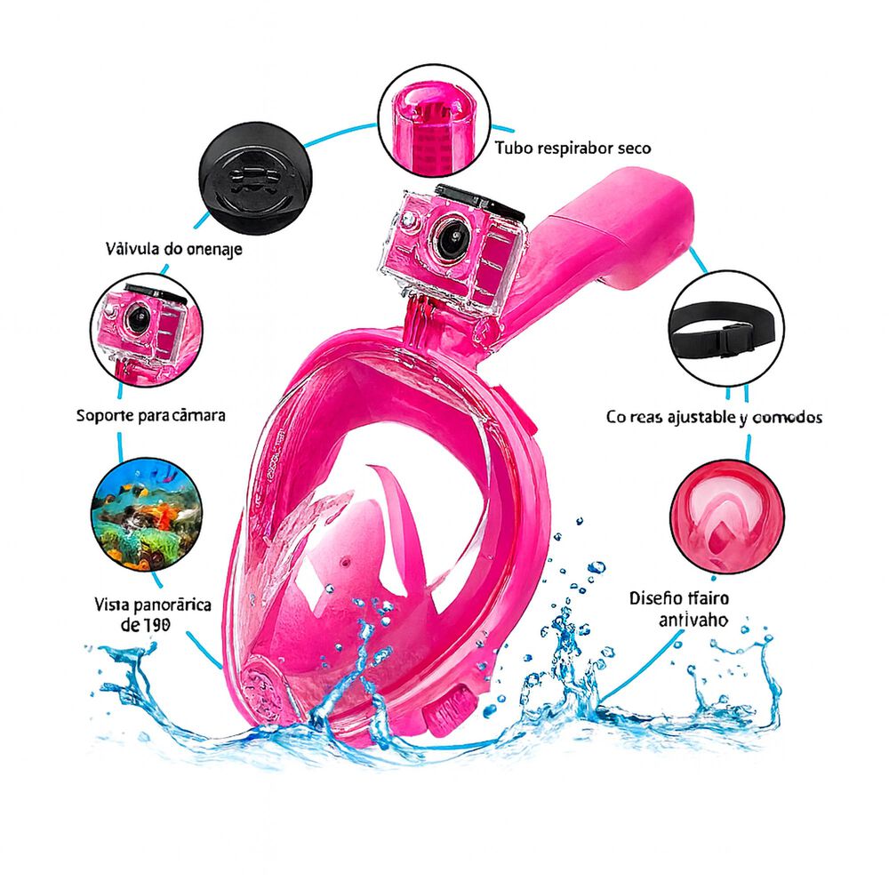 Mascara Snorkel Mascara Buceo Snorkel Fullface Go Pro image number 18.0