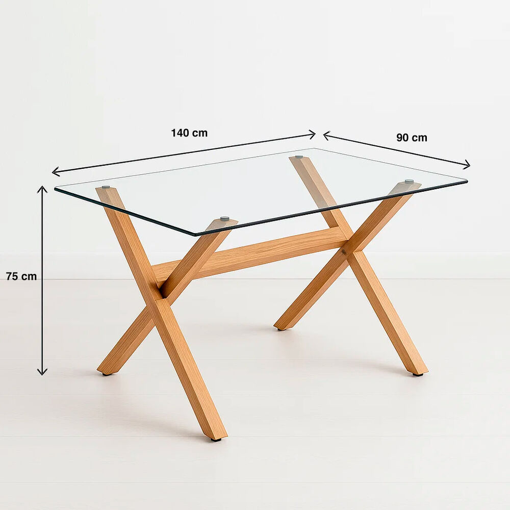 Mesa De Comedor Rectangular Vidrio Cross 140x90cm image number 3.0