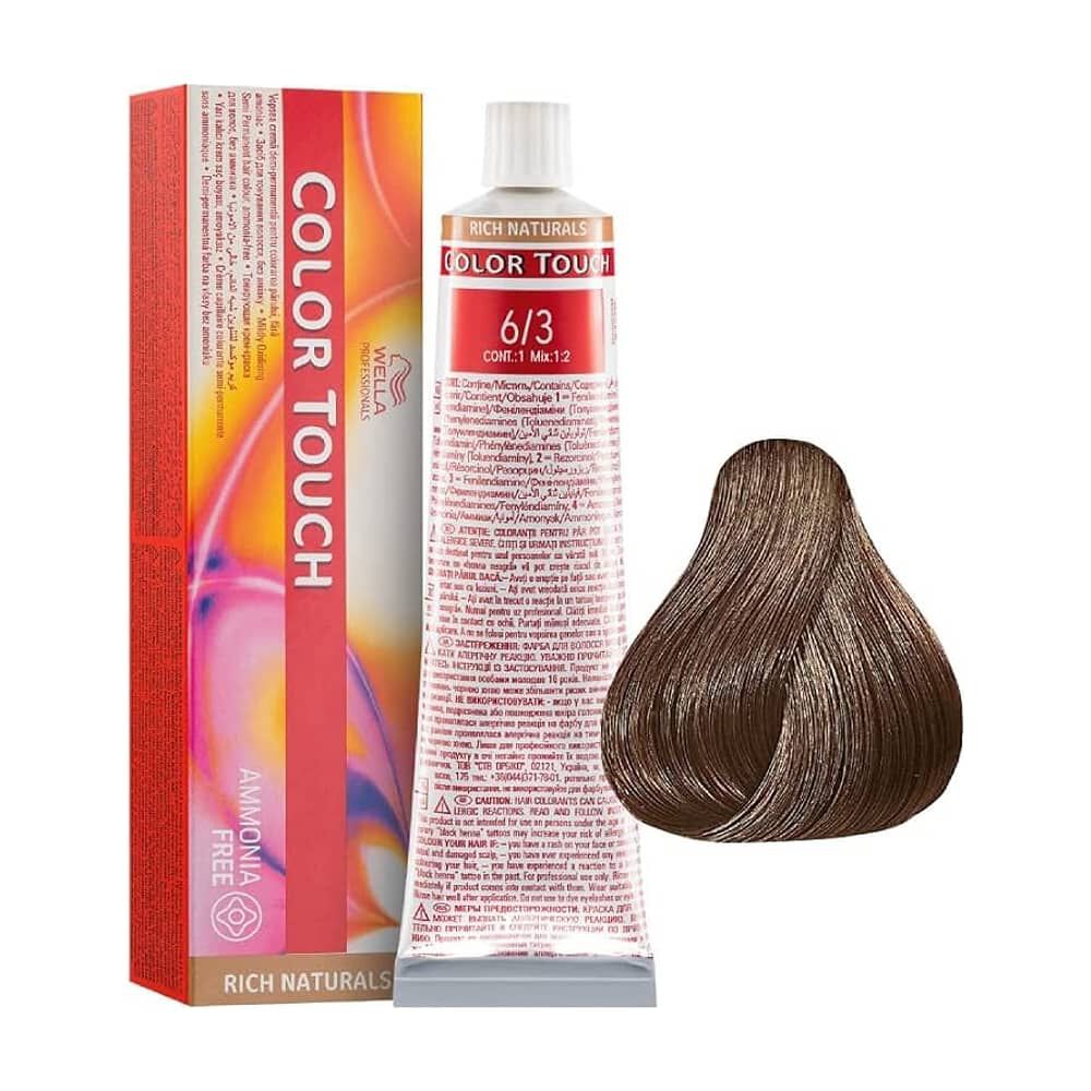 Tinte Para Cabello Wella Color Touch 6/3 Rubio Oscuro Dorado 60ml image number 0.0