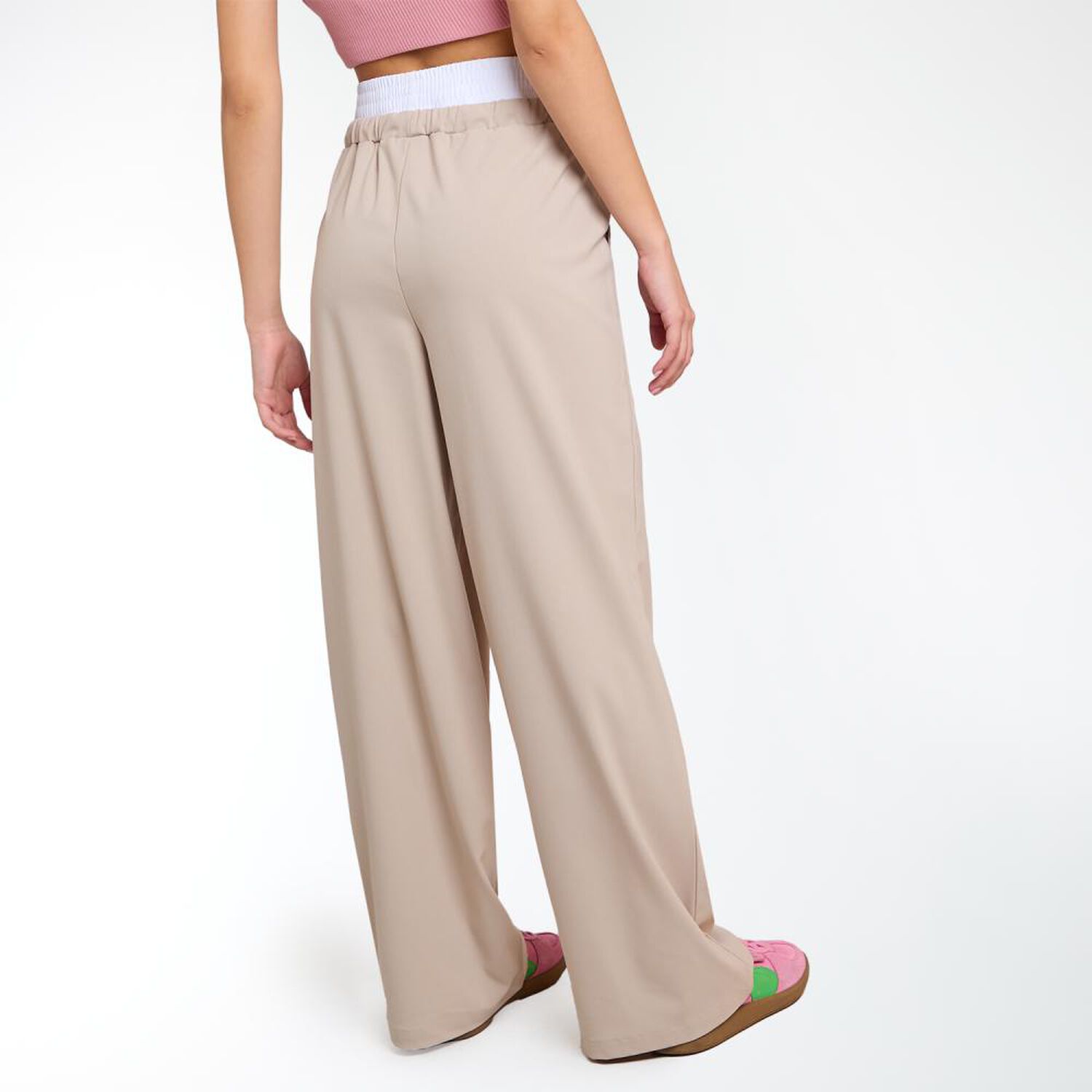 Pantal&oacute;n Doble Pretina Y Amarras Tiro Medio Relax Mujer Freedom image number 3.0