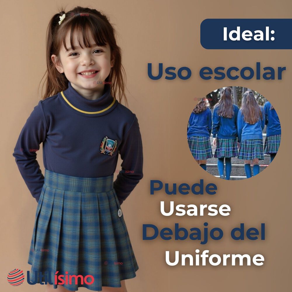 Pack 6 Primera Capa Escolar Bamb&uacute; Invierno Camiseta Ni&ntilde;a Cuello Beatle Polera image number 3.0