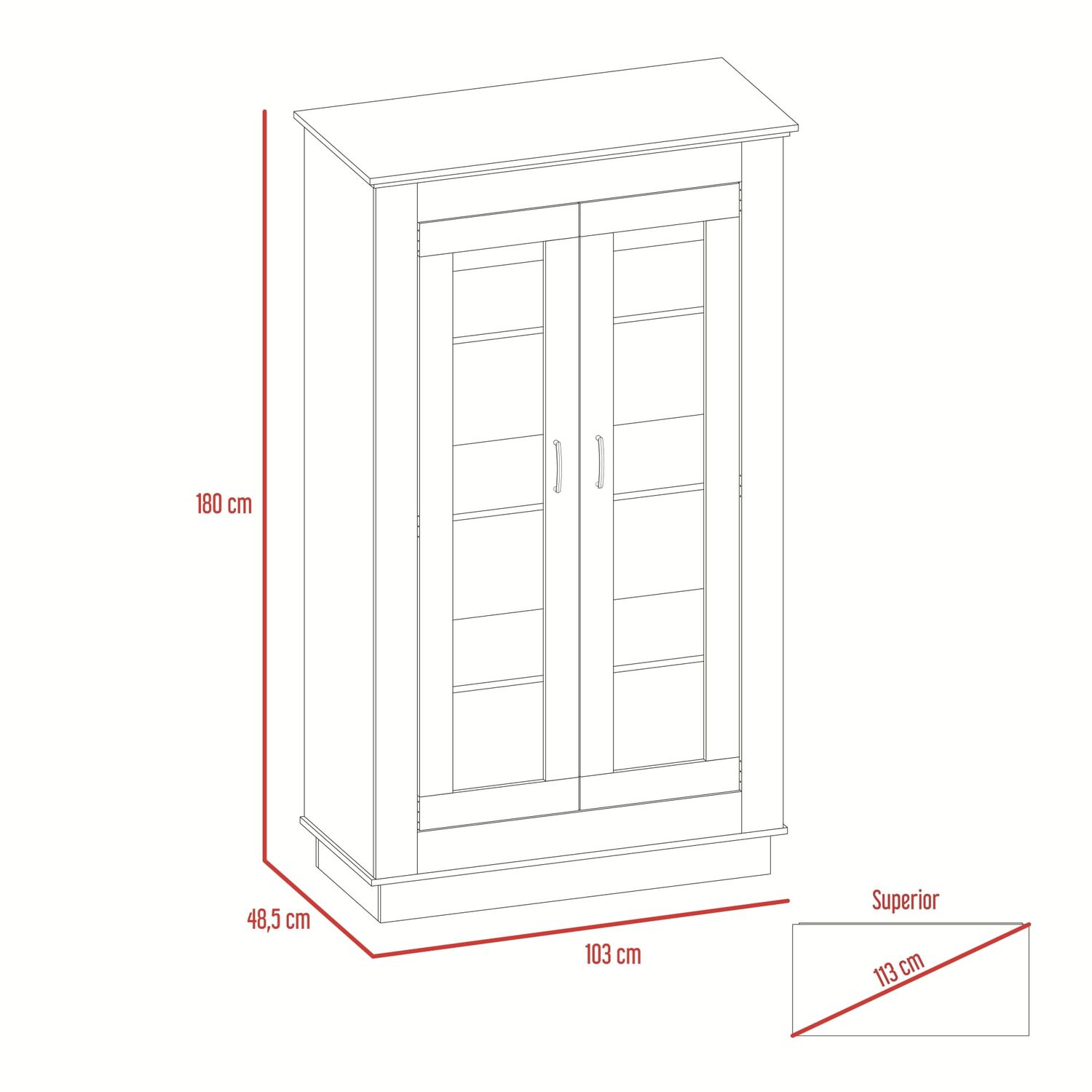 Vitrina 2 Puertas 3 Estantes Fm-005b Blanco image number 8.0