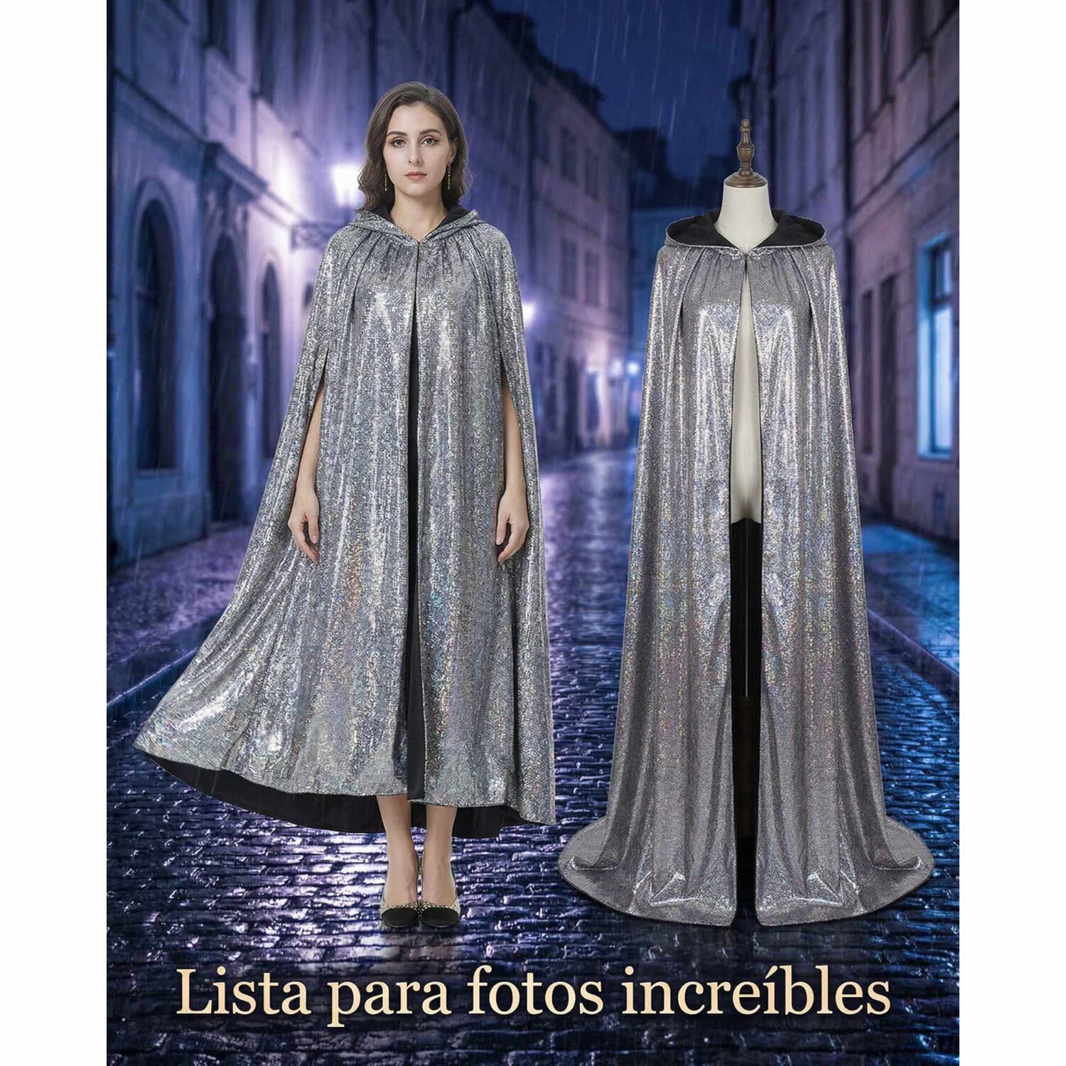 Capa Glitter Brillante Con Capucha Para Cosplay Y Disfraz image number 31.0