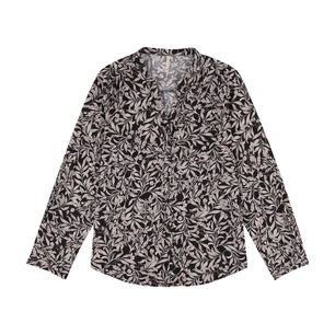 Blusa Full Print Manga Larga Roll Up Cuello V Mujer Geeps
