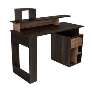 Escritorio 1 Cajon Y Estantes Fm-022o Café Oscuro Y Café Claro