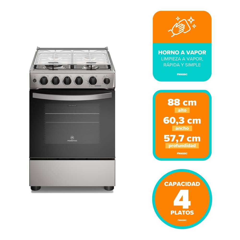 Cocina A Gas 4 Platos Horno Vapor Y Triple Llama Fm4ssc Inox image number 3.0