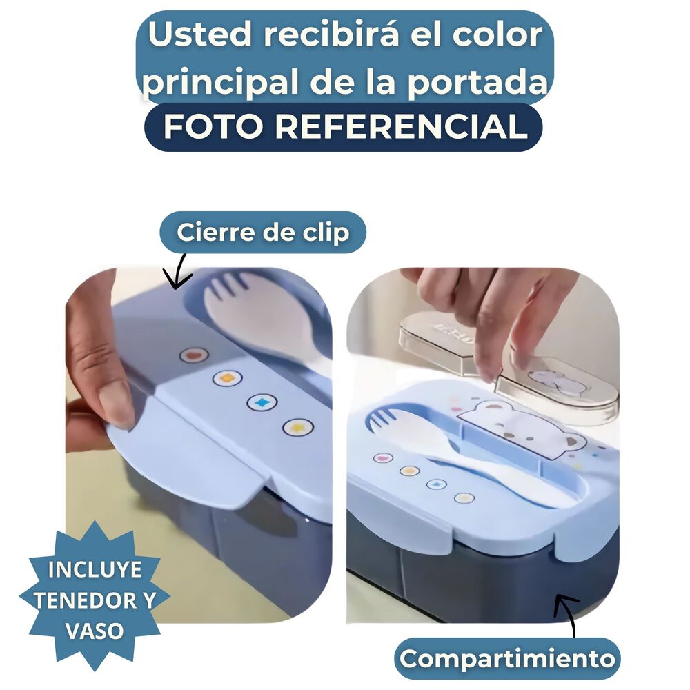 Fiambrera Contenedor Osito Tasty 1200 Ml + Cubiertos Táper Infantil Dark Blue image number 2.0
