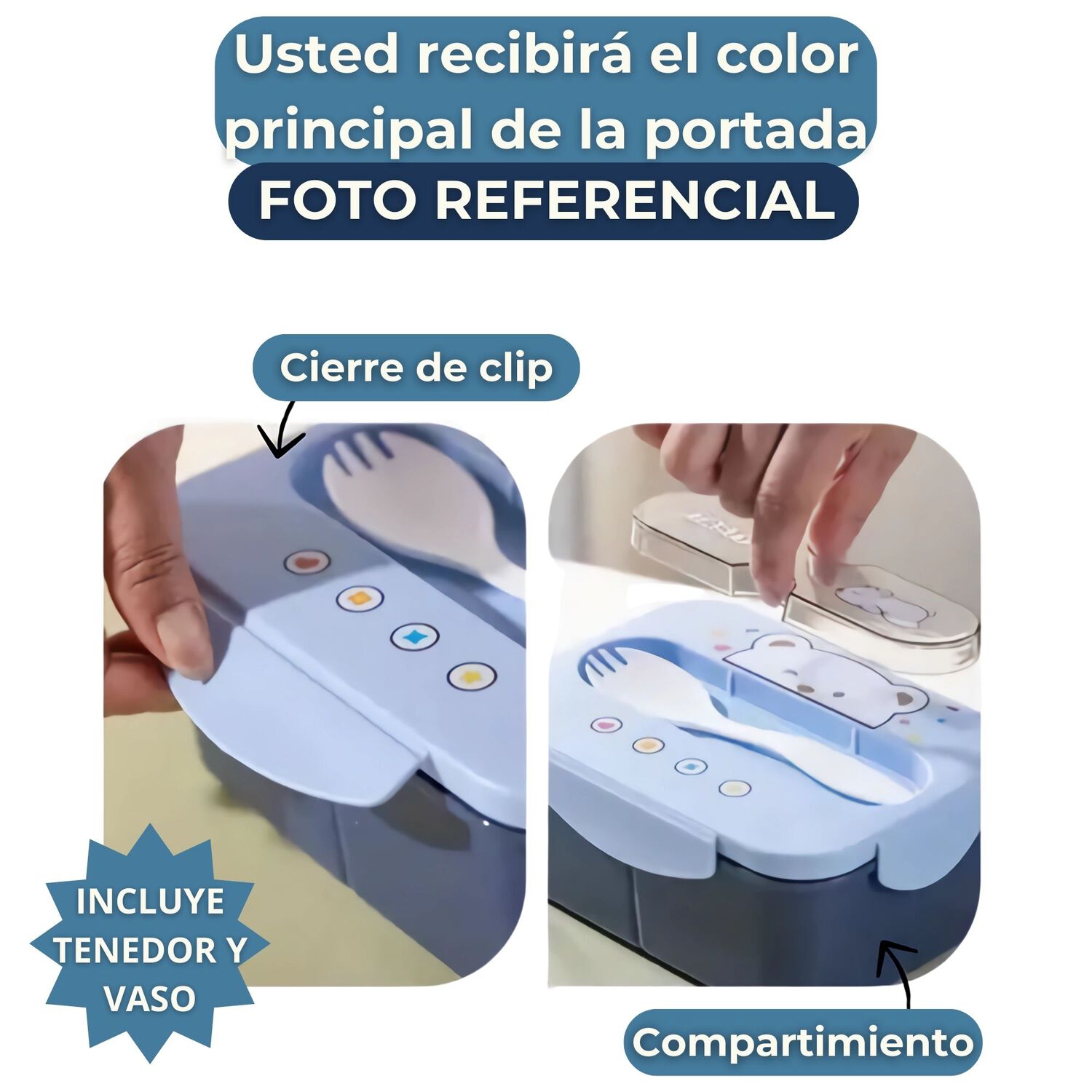 Fiambrera Contenedor Osito Tasty 1200 Ml + Cubiertos T&aacute;per Infantil Dark Blue image number 2.0