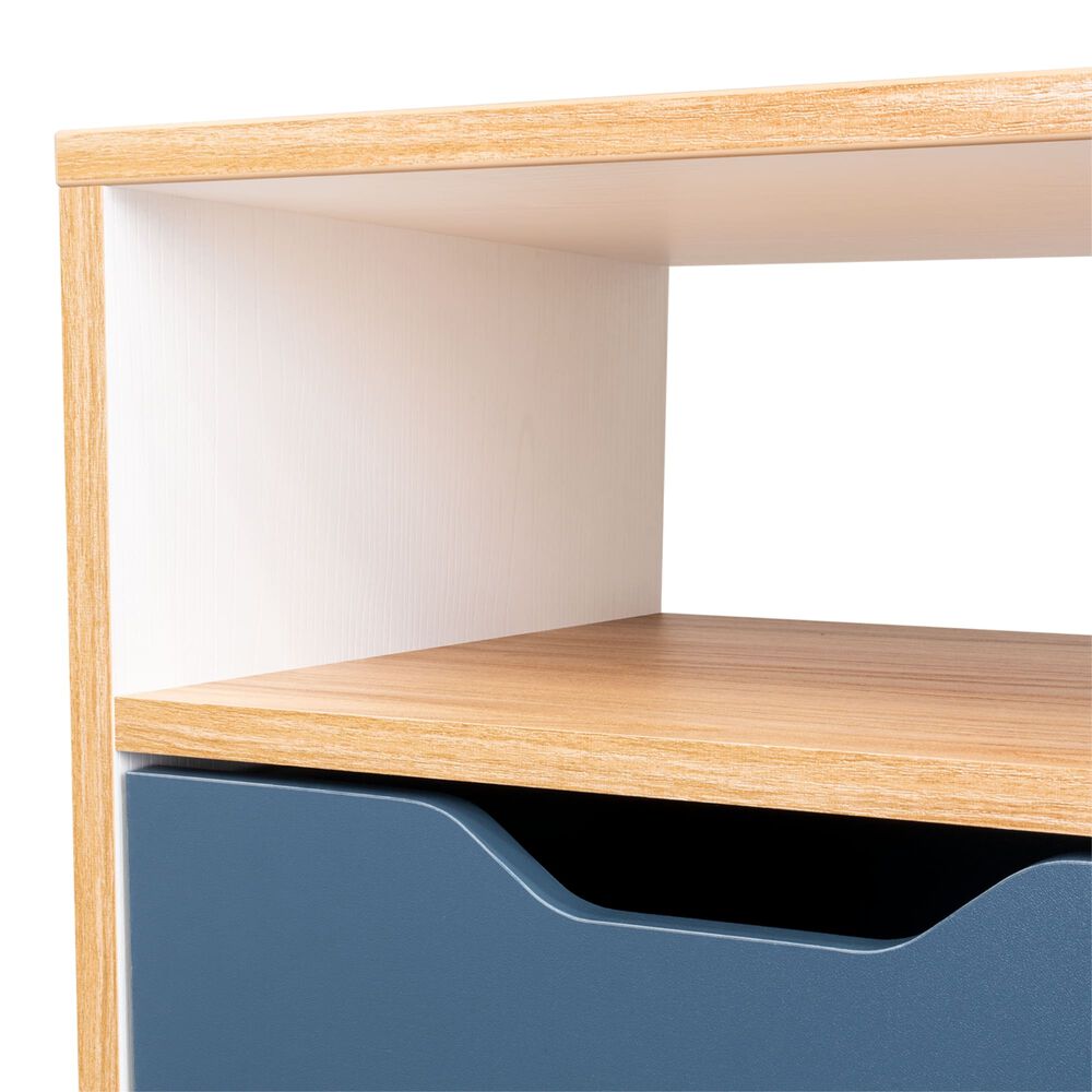 Velador Melamina 1 Cajon 63x40x35 Cm Café Claro Y Azul image number 5.0