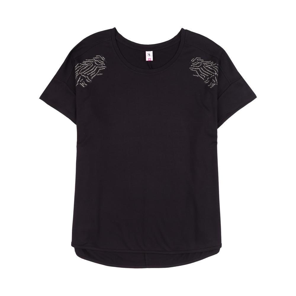 Polera Lisa Manga Corta Cuello Redondo Mujer Sexy Large image number 0.0