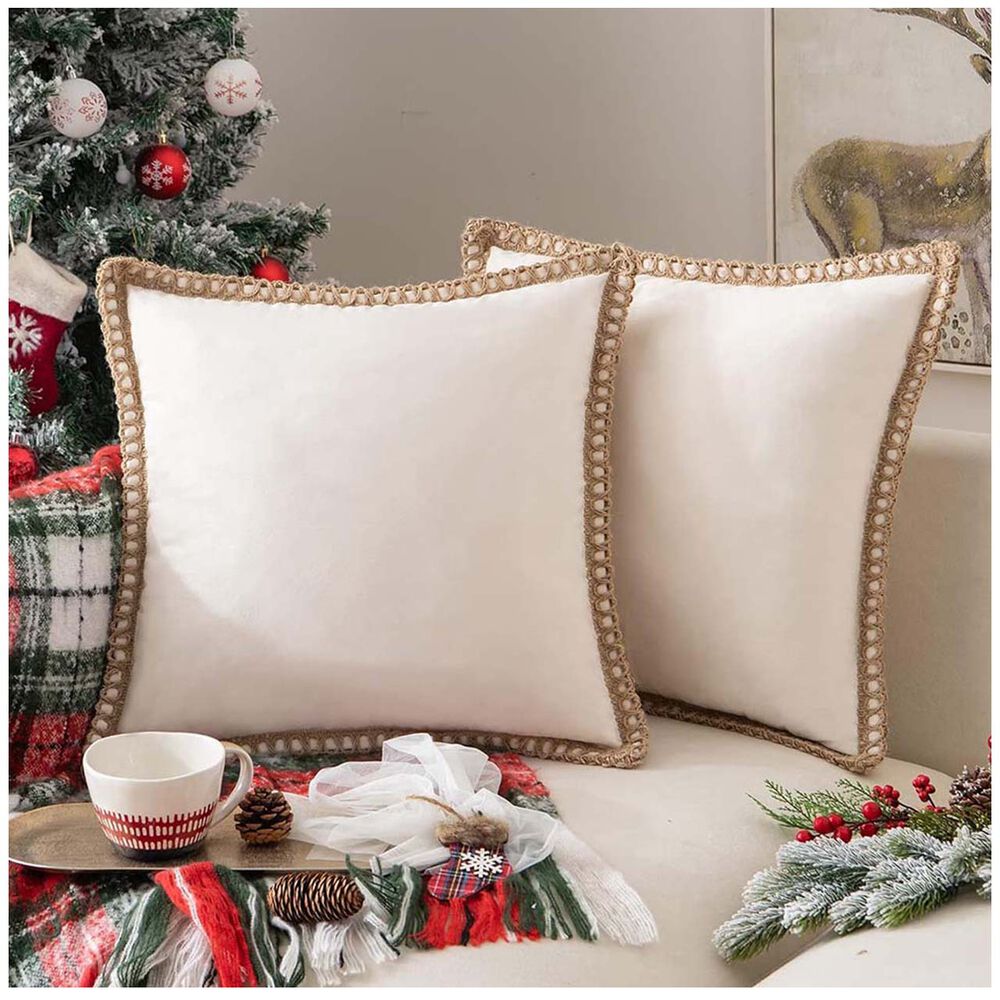 Pack De 02 Fundas De Cojin Con Detalles En Yute 45x45 Cm M01 image number 2.0
