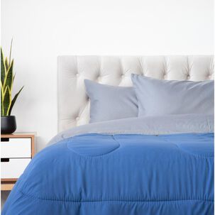 Set Plum&oacute;n + Juego De S&aacute;banas Casaideal Bicolor / 2 Plazas