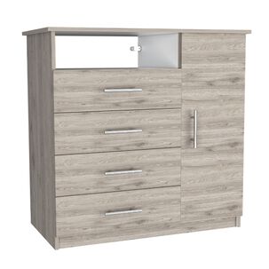 Comoda 4 Cajones 1 Puerta Fm-018g - Gris Claro