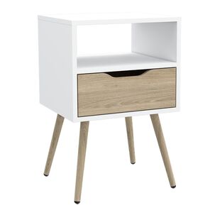 Velador 1 Cajon 40x63x35 Cm Fm-015b - Blanco / Café Claro