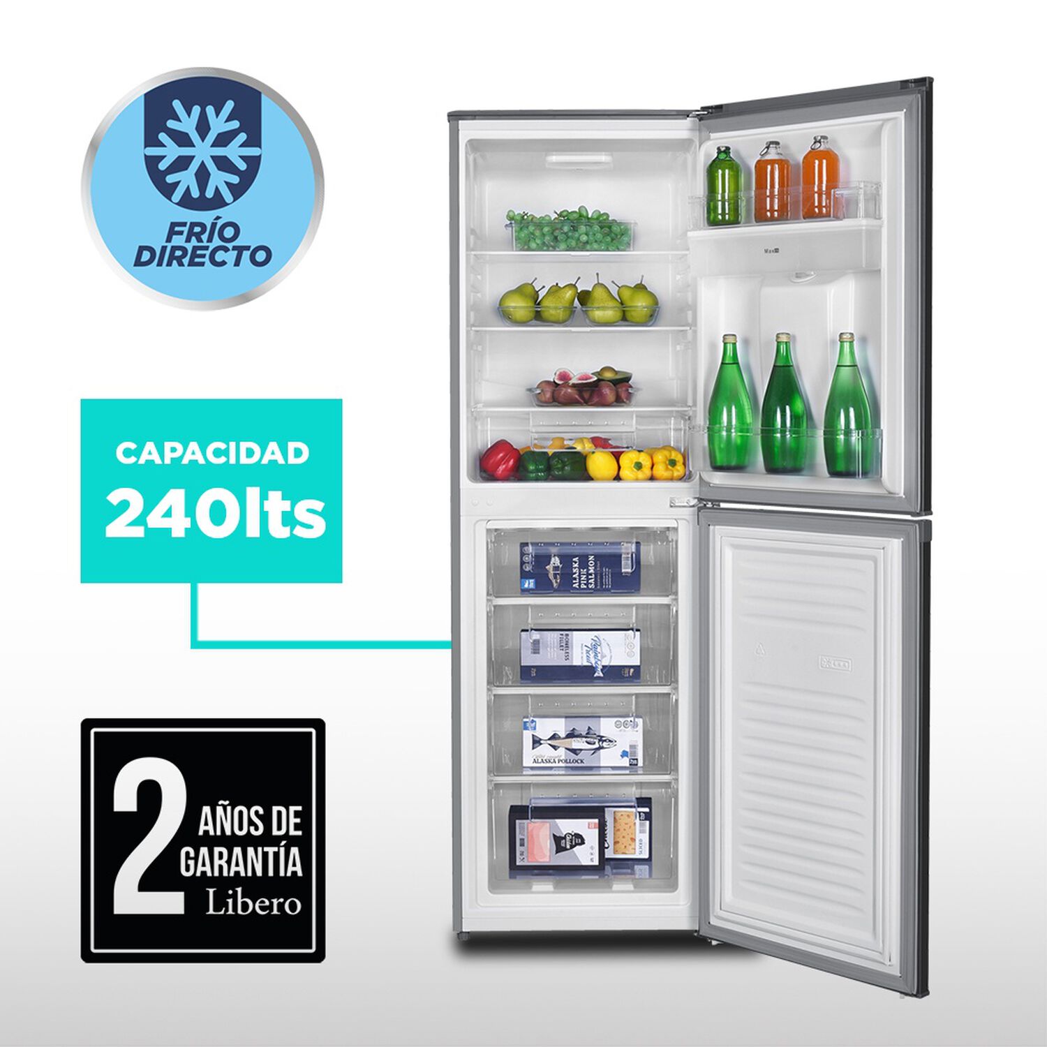 Refrigerador Bottom Freezer Frio Directo 240 Lts Lrb-260dfiw image number 5.0