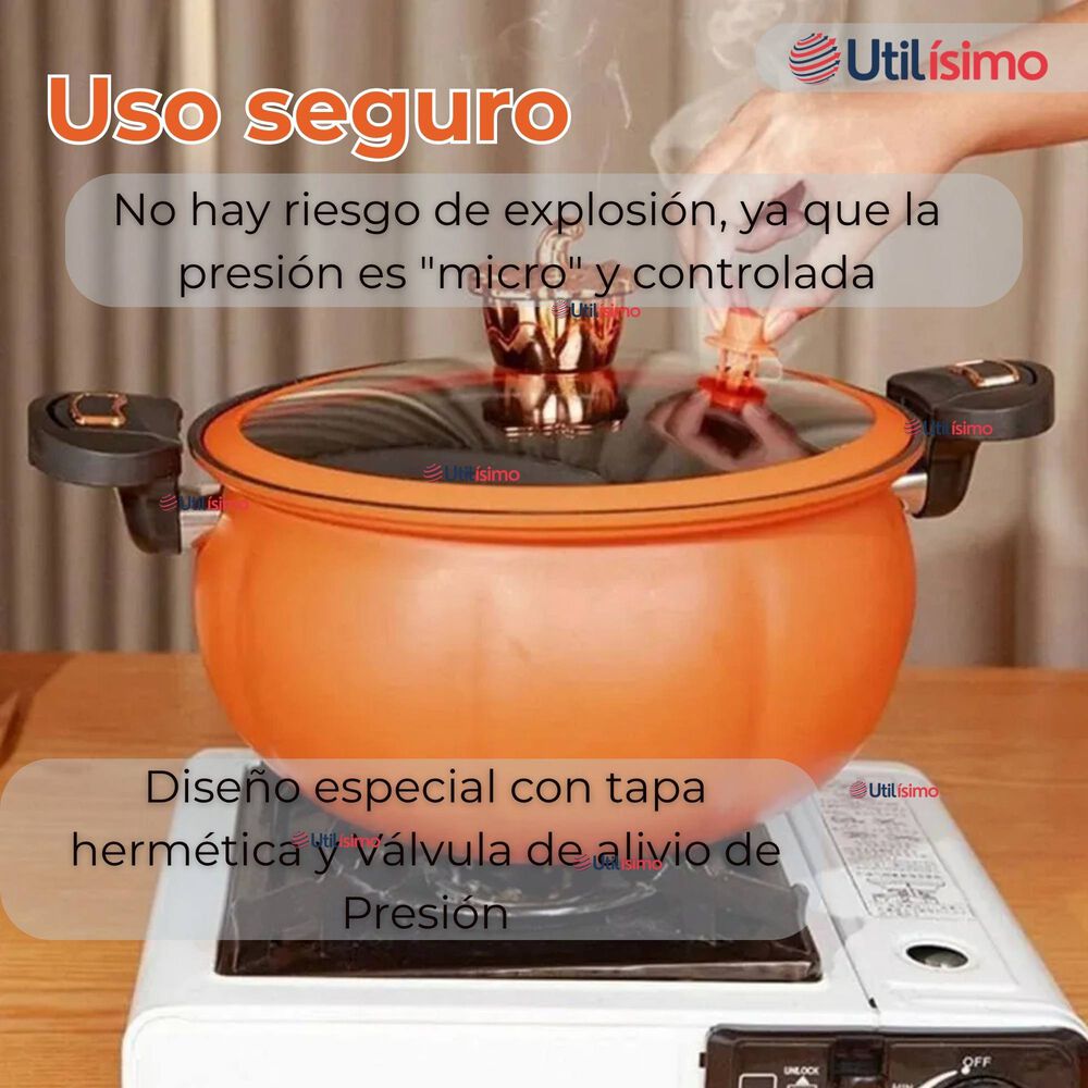 Olla De Micro Presión De Calabaza Antiadherente 7 Litro Color Naranja image number 9.0