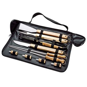 Delantal Asado Parrilla Negro 3 Herramientas