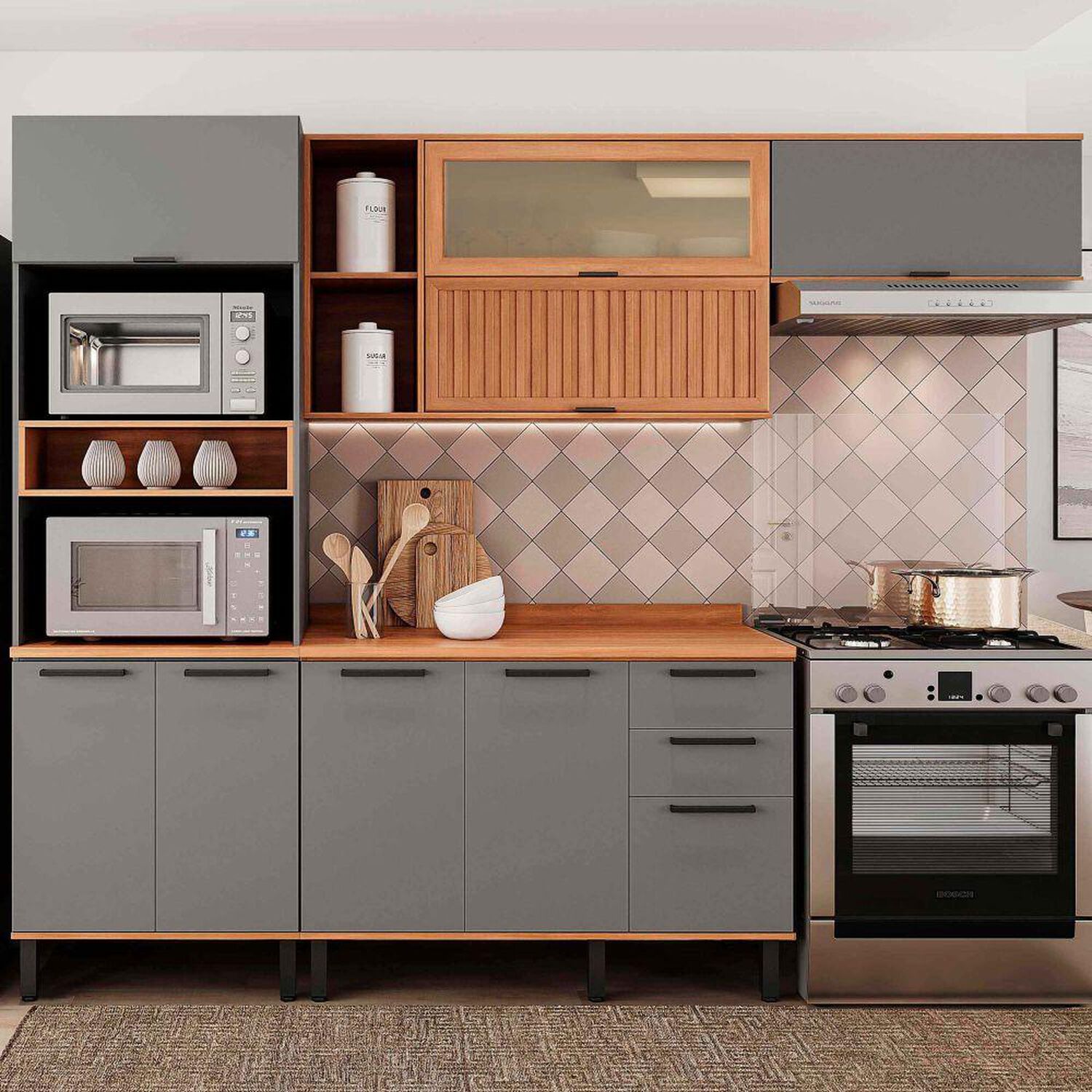 Mueble De Cocina Roca Modular Casta&ntilde;a Modular / 9 Puertas / 2 Cajones image number 4.0