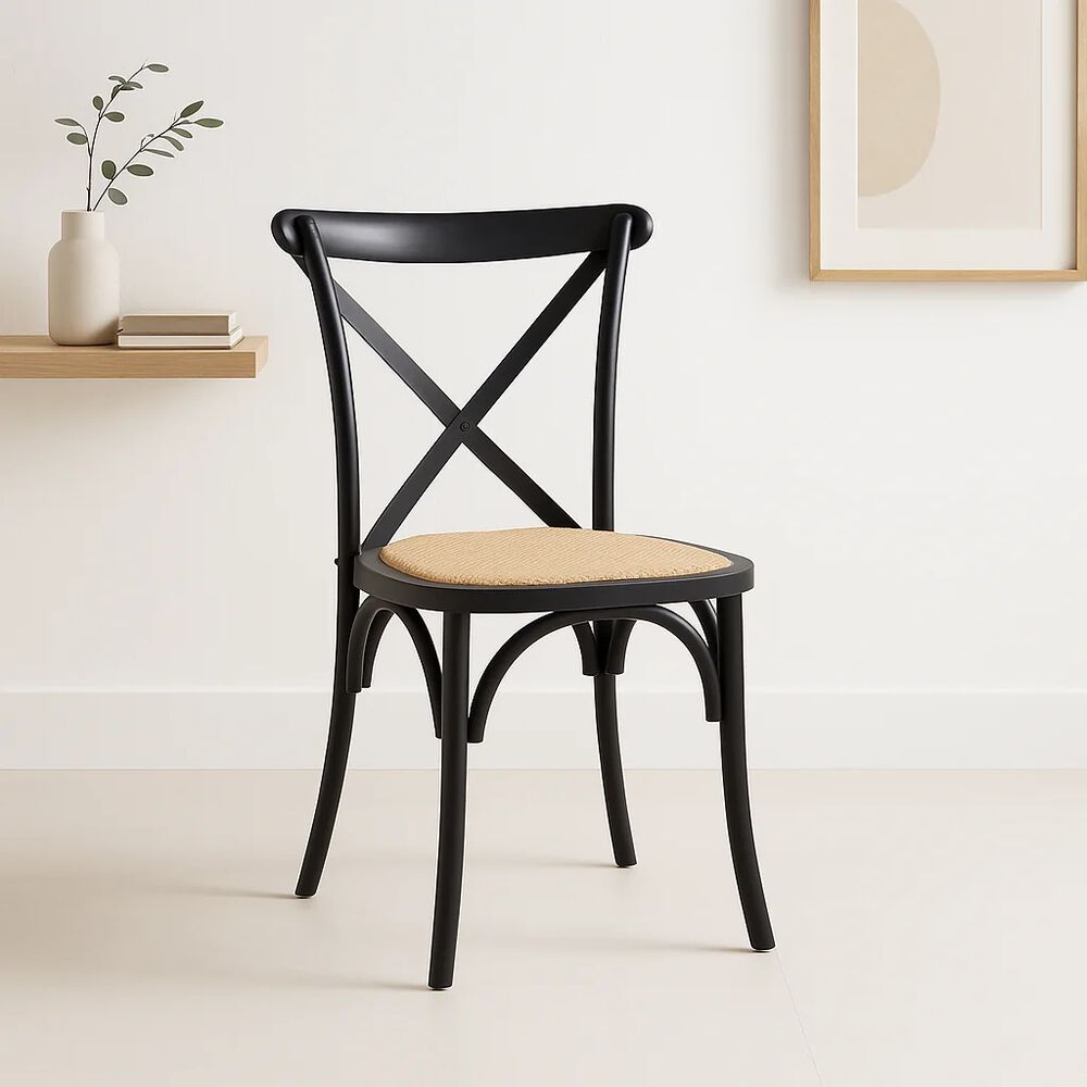 Silla Crossback Madera Rattan Negra image number 1.0