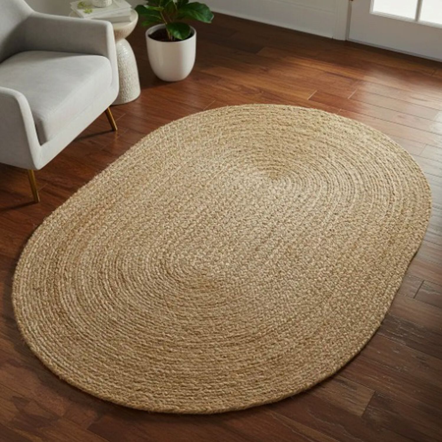 Alfombra Ovalada Lisa 120x80 Yute image number 0.0