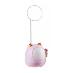 Lampara De Escritorio Led Usb Forma De Gato Rosado