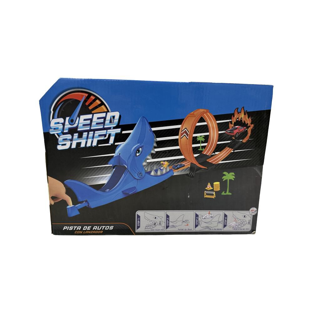 Pista De Autos Speed Shift Cocodrilo Y Tiburon Con Lanzador, Curva Mortal Y Auto Die-cast image number 9.0
