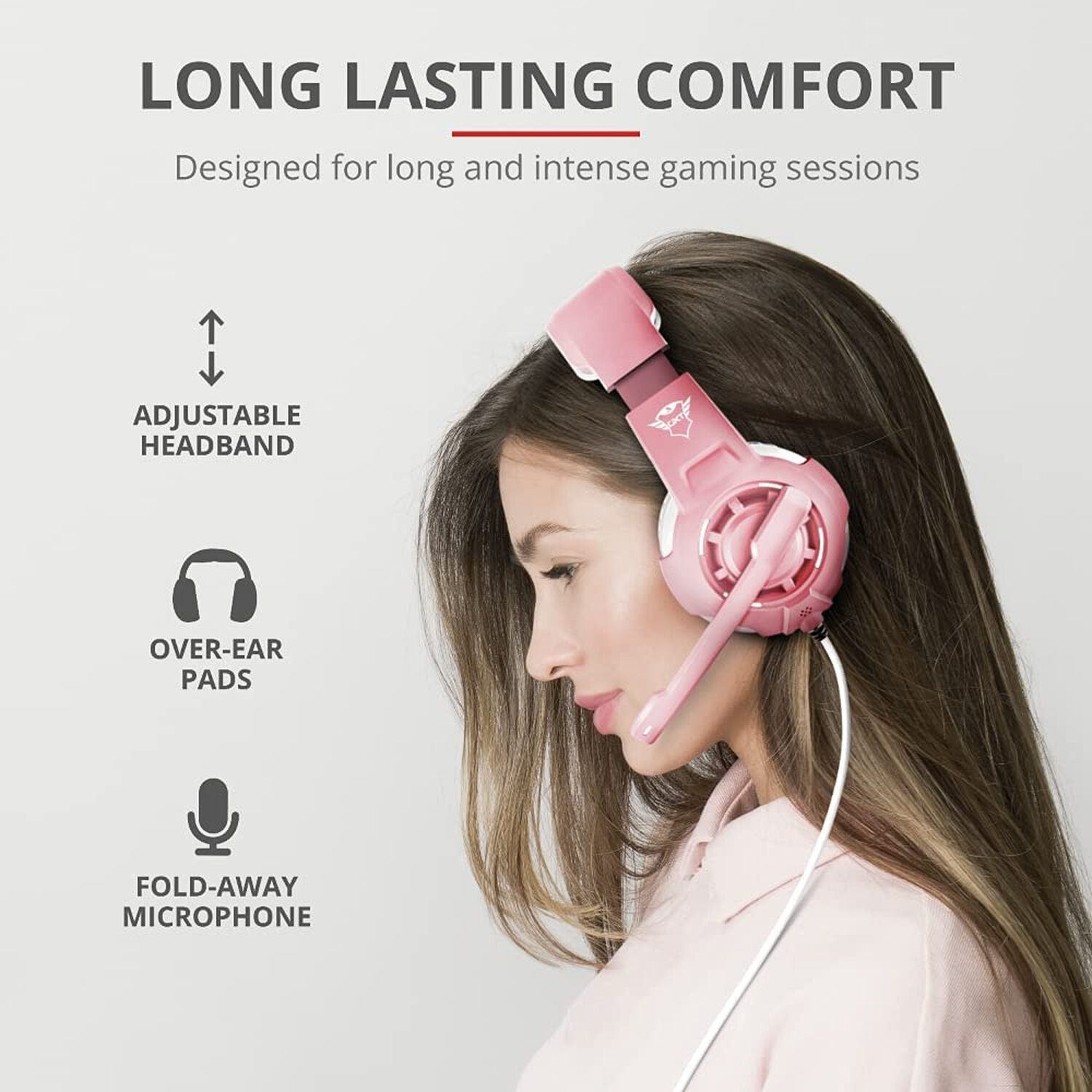 Audifonos Gamer Rosados Trust Radius Gxt 310 Multiplataformas image number 9.0