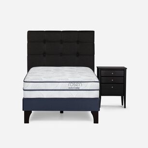 Cama Europea Rosen Autonomy Sky / 1.5 Plazas / Base Normal + Set De Maderas Issey Grafito