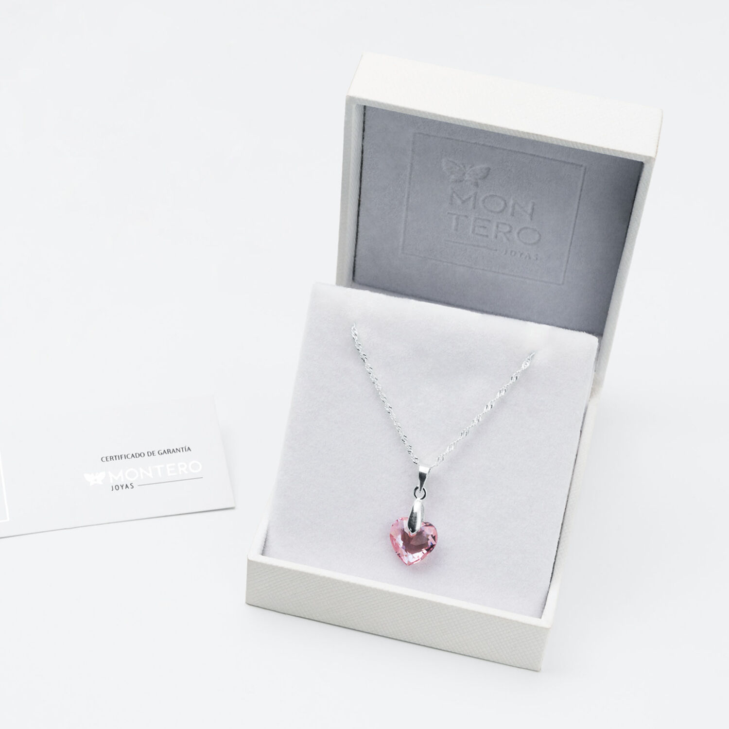 Collar Amor Plata Italiana 925 Y Cristal Genuino Rose Shimmer image number 2.0