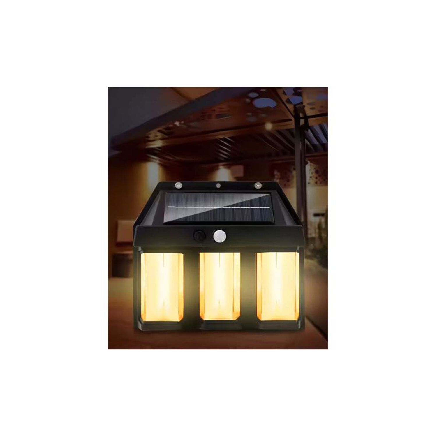 Lampara Aplique Solar Led Farol Pared Para Exterior Negro 3 Focos image number 2.0