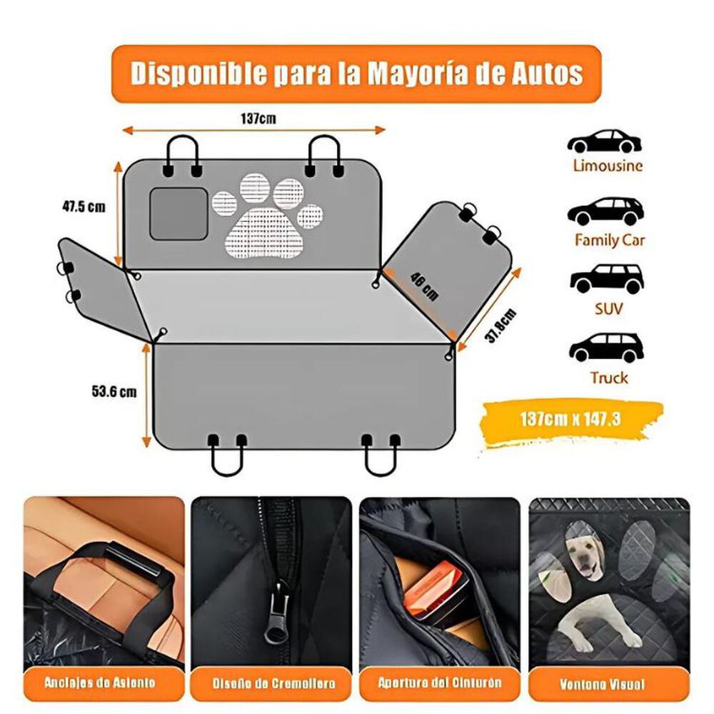 Funda De Asiento Trasero Para Auto Resistente Impermeable image number 4.0
