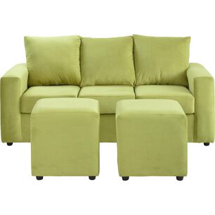 Juego De Living Bodevir Kendy / 3 Cuerpos + 2 Pouf