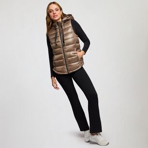 Parka Sin Mangas Brillante Cuello Alto Con Capucha Desmontable Mujer Kimera