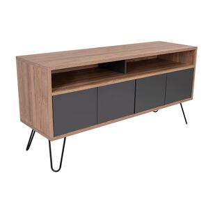 Rack Tv 55" Con 2 Repisas Y 4 Puertas Fm-006c Caf&eacute; Claro Y Plomo