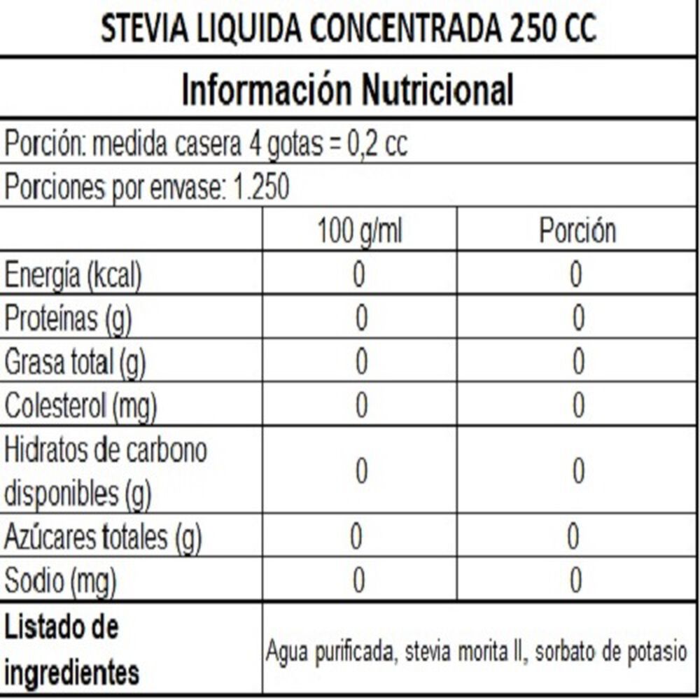 Stevia Líquida Full Concentrada - 250 Ml. image number 1.0