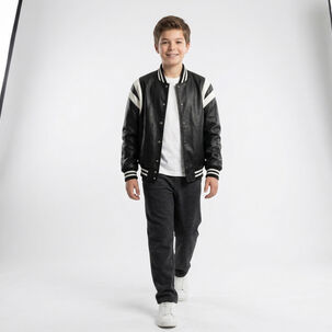 Chaqueta Universitaria Ecocuero Para Ni&ntilde;os