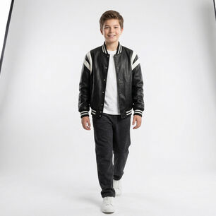 Chaqueta Universitaria Ecocuero Para Ni&ntilde;os