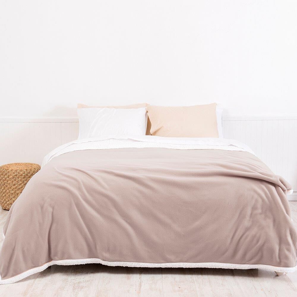 Frazada Polar-sherpa Lisa 1.5 Plazas Taupe image number 0.0