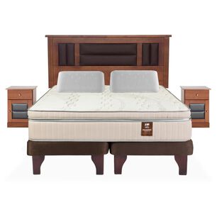 Cama Europea Flex M&aacute;ximo Cobre / 2 Plazas / Base Dividida  + Set De Maderas + Almohadas