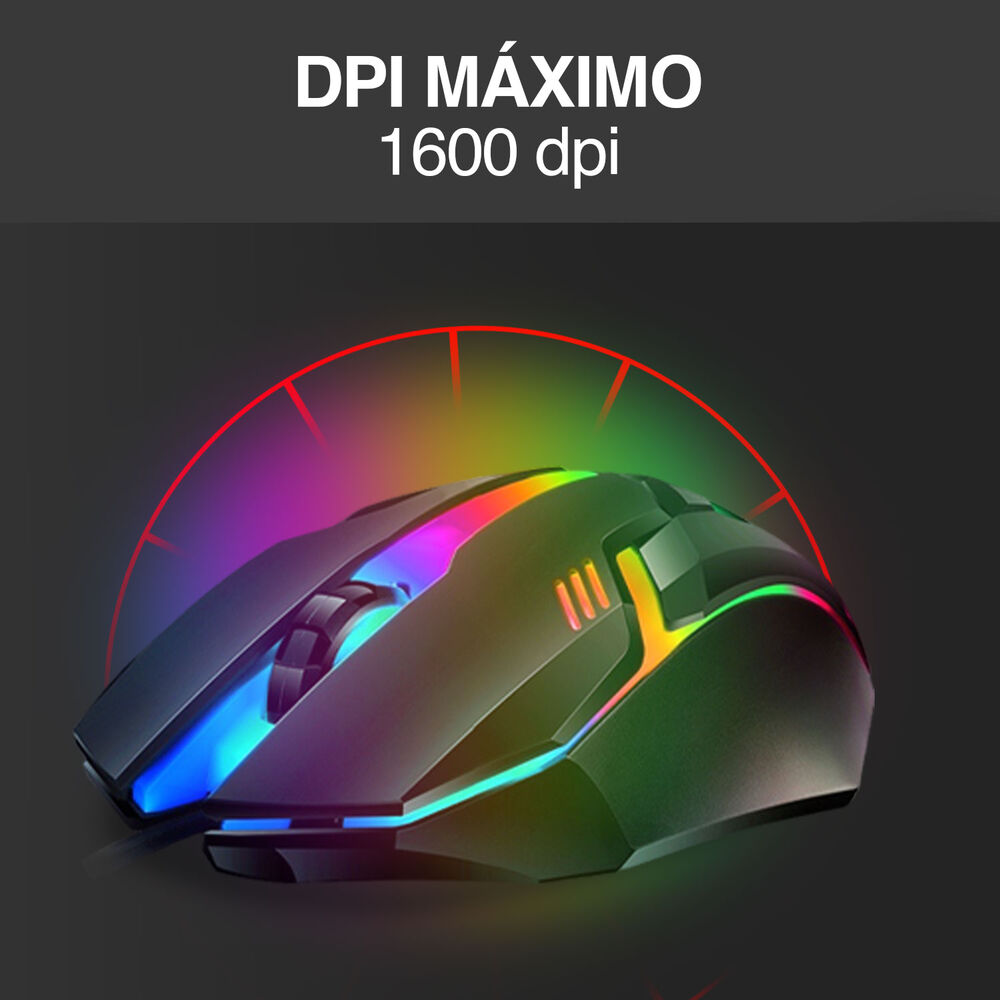 Pack Teclado Metal Rgb + Mouse 1600 Dpi Gamer Negro image number 5.0