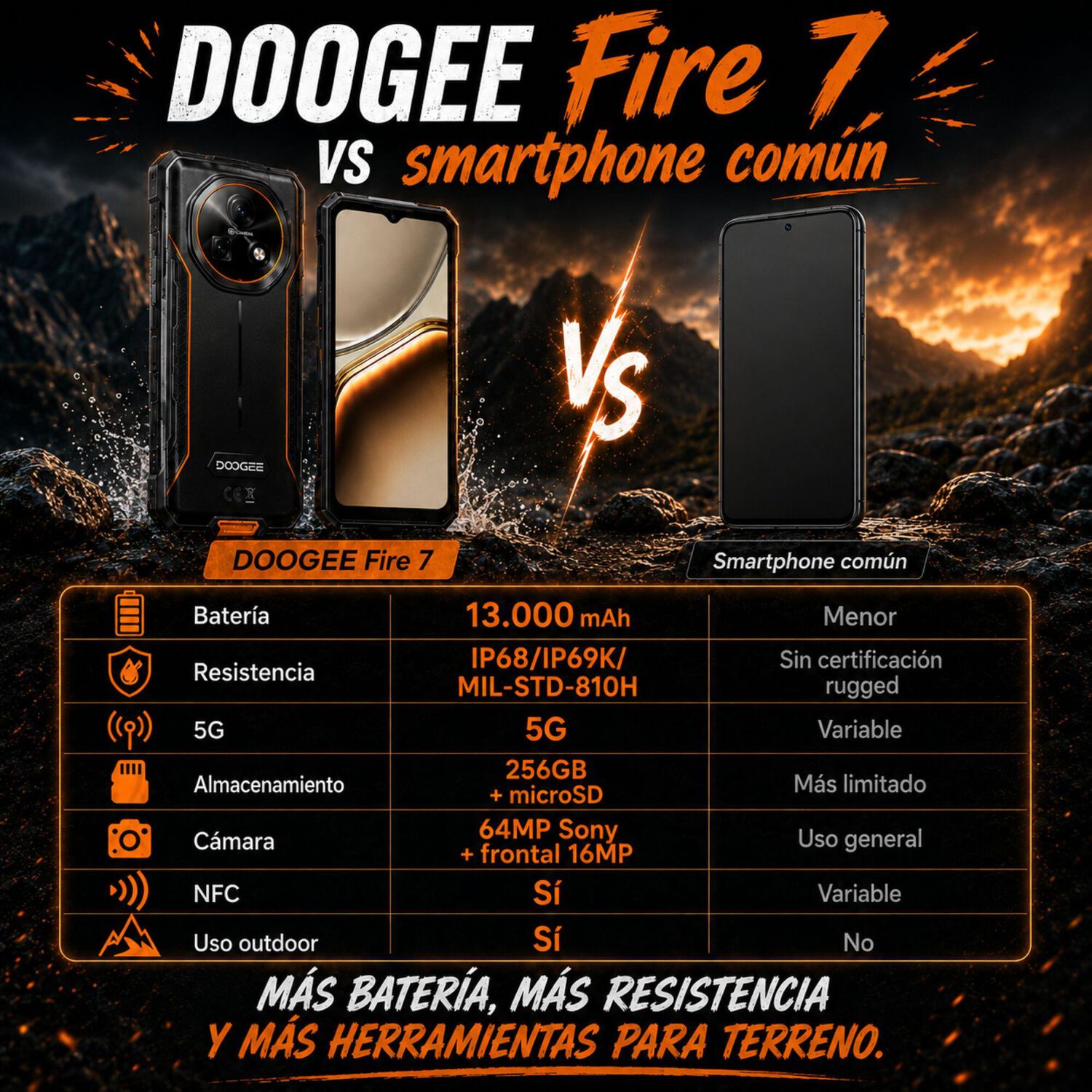Doogee Fire 7 | Tel&eacute;fono Rugged 5g Con Bater&iacute;a De 13.000 Mah image number 9.0
