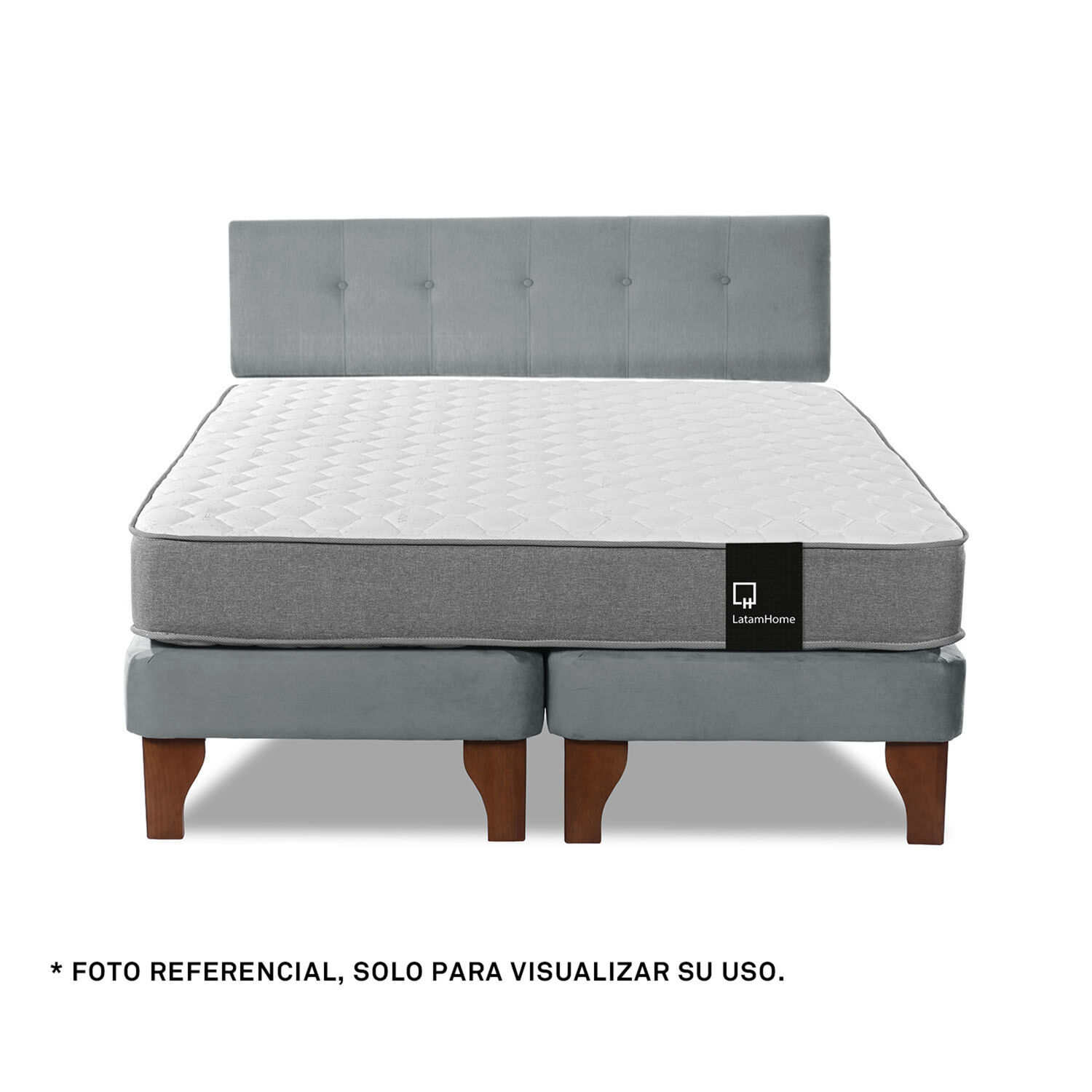 Respaldo Best Tela Velvet Gris 2 Plazas image number 3.0