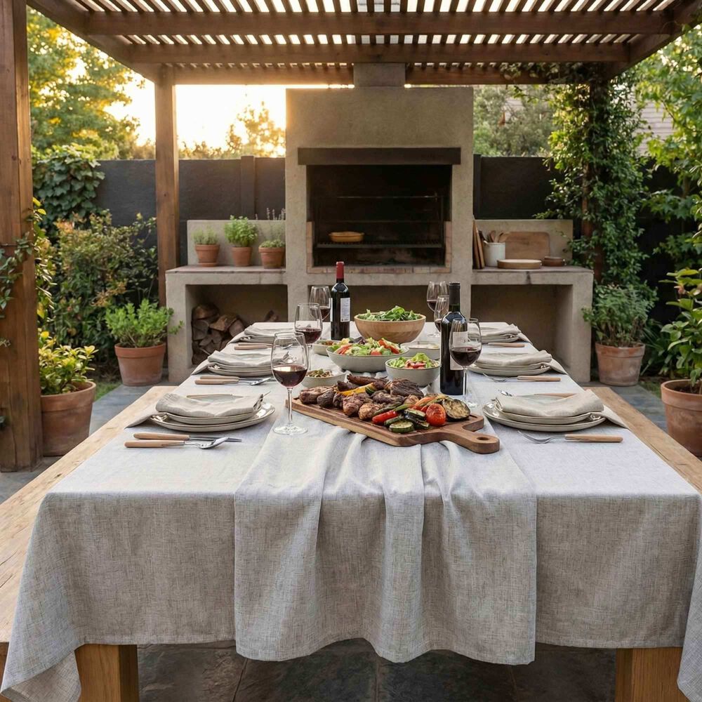 Mantel De Algod&oacute;n Max Liso Gris 157x227 Cm image number 4.0