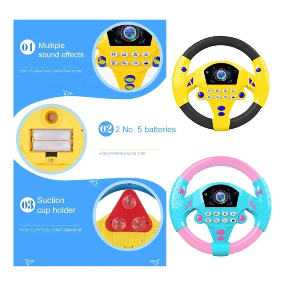 Juguete Volante Simulador De Auto Para Ni&ntilde;os Amarillo image number 3.0
