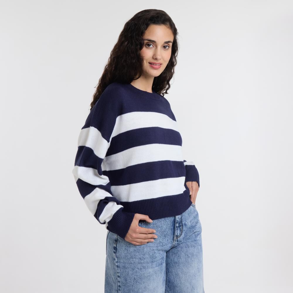 Sweater Rayas Marinero Manga Larga Cuello Reodndo Mujer Freedom image number 2.0
