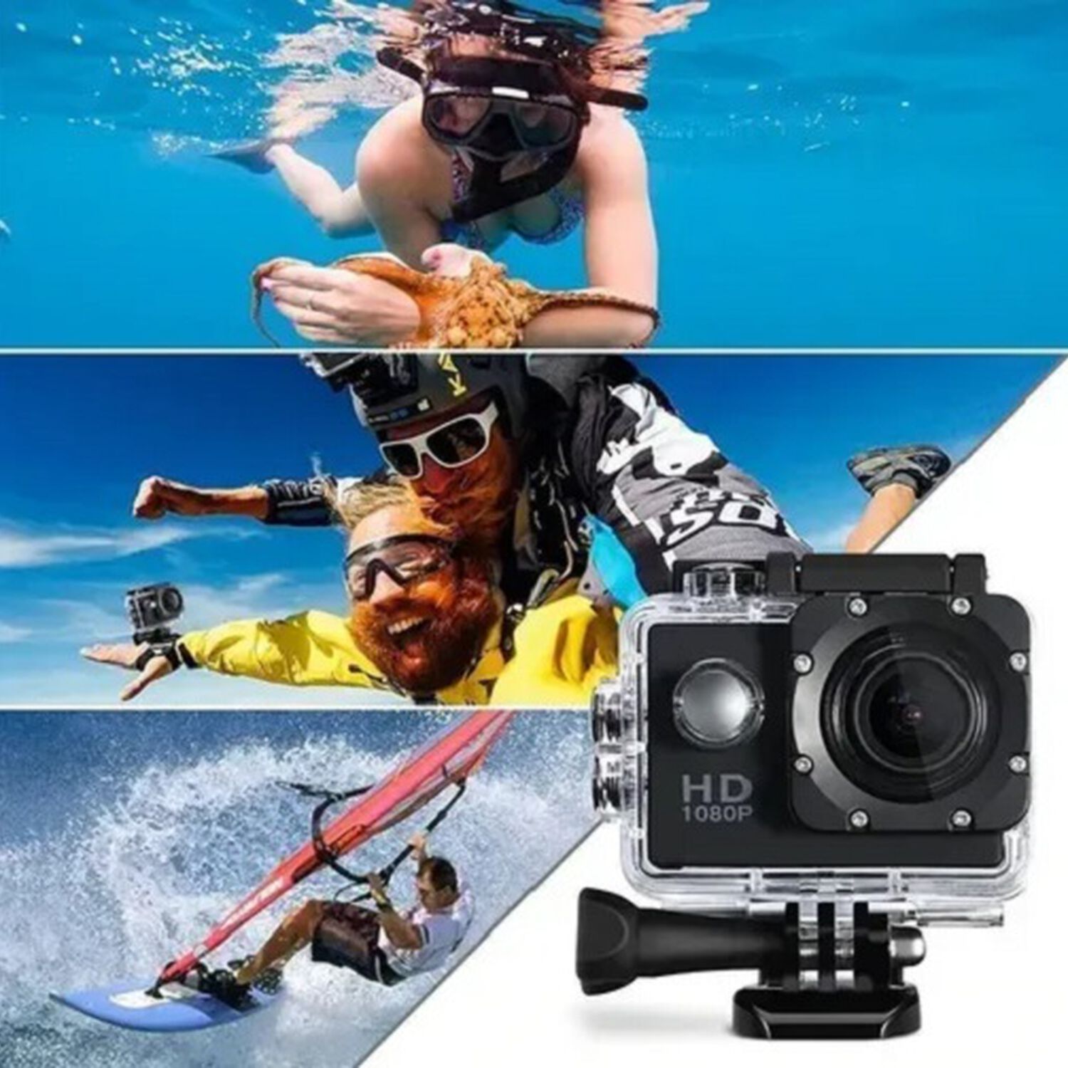 C&aacute;mara Go Pro Full Hd 30fps Deportiva Modelo 1080p Full Hd M2 Mejor Calidad C&aacute;mara Acci&oacute;n Con Accesorios B&aacute;sicos Sumergible image number 2.0