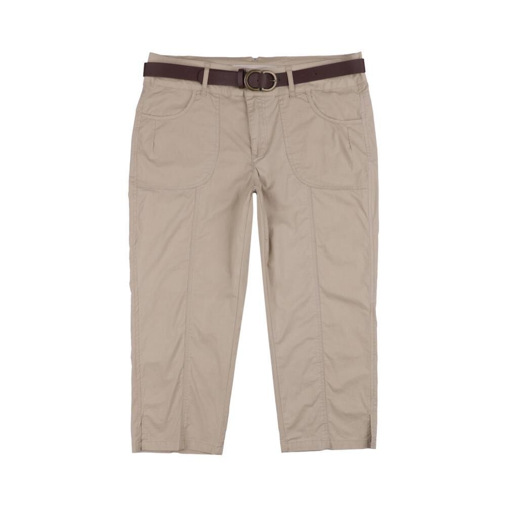 Bermuda Pescador Liso Con Cintur&oacute;n Tiro Medio Regular Mujer Geeps image number 0.0